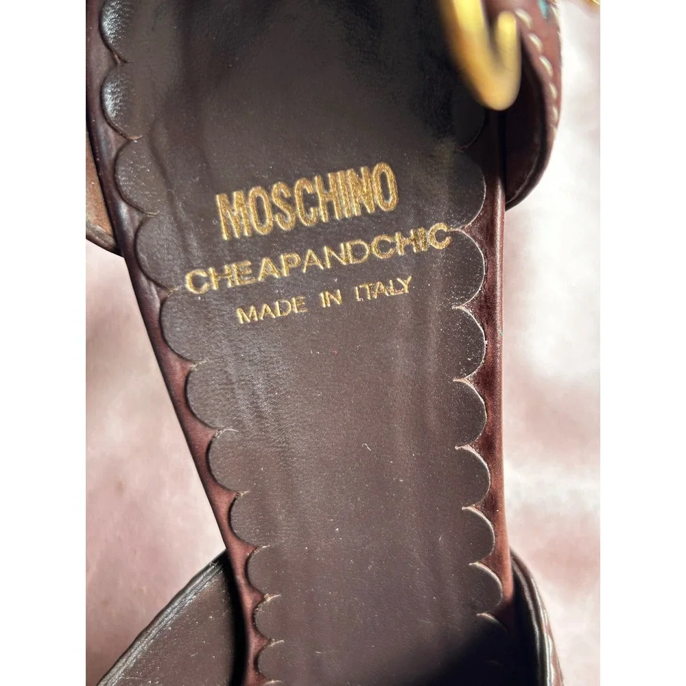 Moschino Cheap and Chic Heels Womens Size 8 Brown Teal Good Brogue Bow